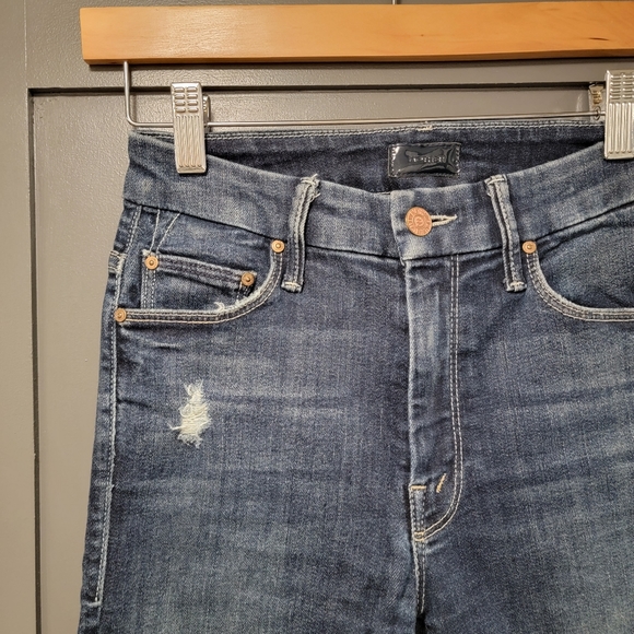 MOTHER High Waisted Looker Ankle Fray Cat Attack Jeans 24 - Picture 6 of 12